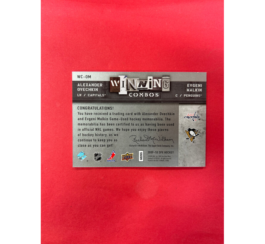 2009-10 UPPER DECK SPX OVECHKIN/MALKIN  WINNING COMBOS JERSEY