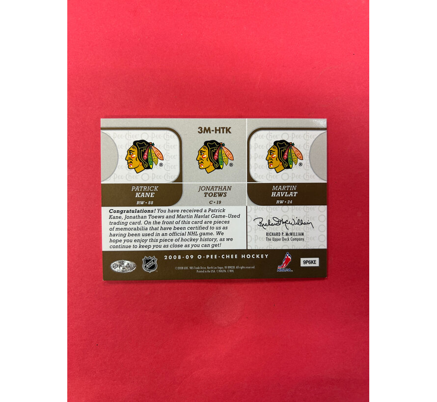 2008-09 O-PEE-CHEE BLACKHAWKS MATERIALS TOEWS/KANE/HAVLAT