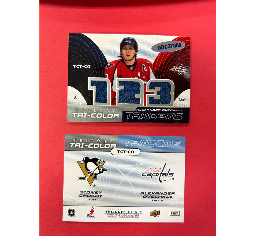 2008-09 UPPER DECK TRILOGY TRI COLOUR TANDEMS CROSBY/OVECHKIN WITH COA
