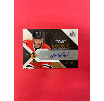 UPPER DECK 2007-08 UPPER DECK SP GAME USED JONATHAN TOEWS ROOKIE EXCLUSIVES AUTO /100