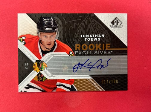 UPPER DECK 2007-08 UPPER DECK SP GAME USED JONATHAN TOEWS ROOKIE EXCLUSIVES AUTO /100