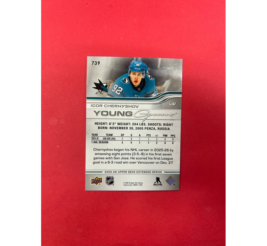 2025-26 UPPER DECK EXTENDED IGOR CHERNYSHOV YOUNG GUNS