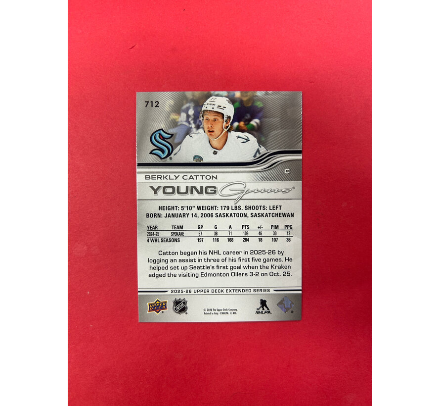 2025-26 UPPER DECK EXTENDED BERKLY CATTON YOUNG GUNS