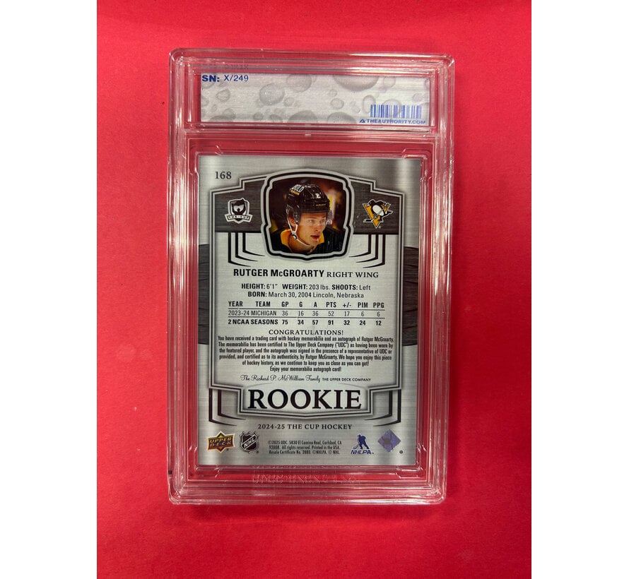2024-25 UPPER DECK THE CUP RUTGER MCGROARTY ROOKIE AUTO PATCH /249