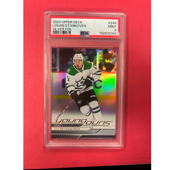 UPPER DECK 2024-25 UPPER DECK SERIES 1 LOGAN STANKOVEN YOUNG GUNS SILVER FOIL PSA GRADED 9