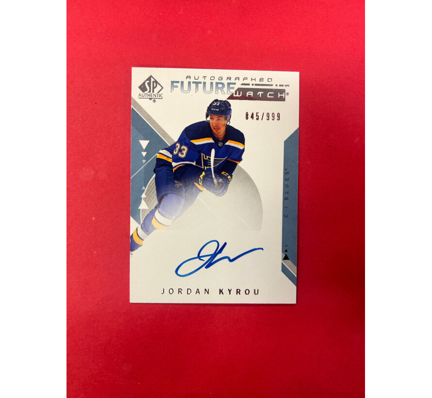 2018-19 SP AUTHENTIC JORDAN KYROU FUTURE WATCH AUTOGRAPH /999