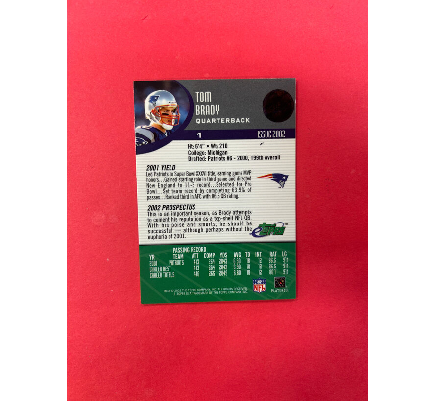 2002 TOPPS ETOPPS TOM BRADY ISSUE 2002