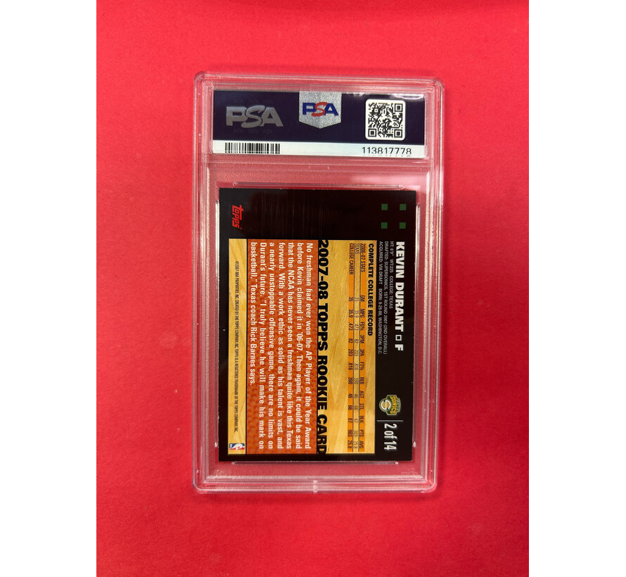 2007 TOPPS KEVIN DURANT ORANGE PSA GRADED 8