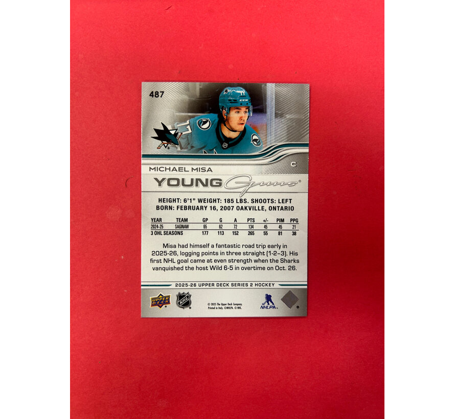 2025-26 UPPER DECK SERIES 2 MICHAEL MISA YOUNG GUNS
