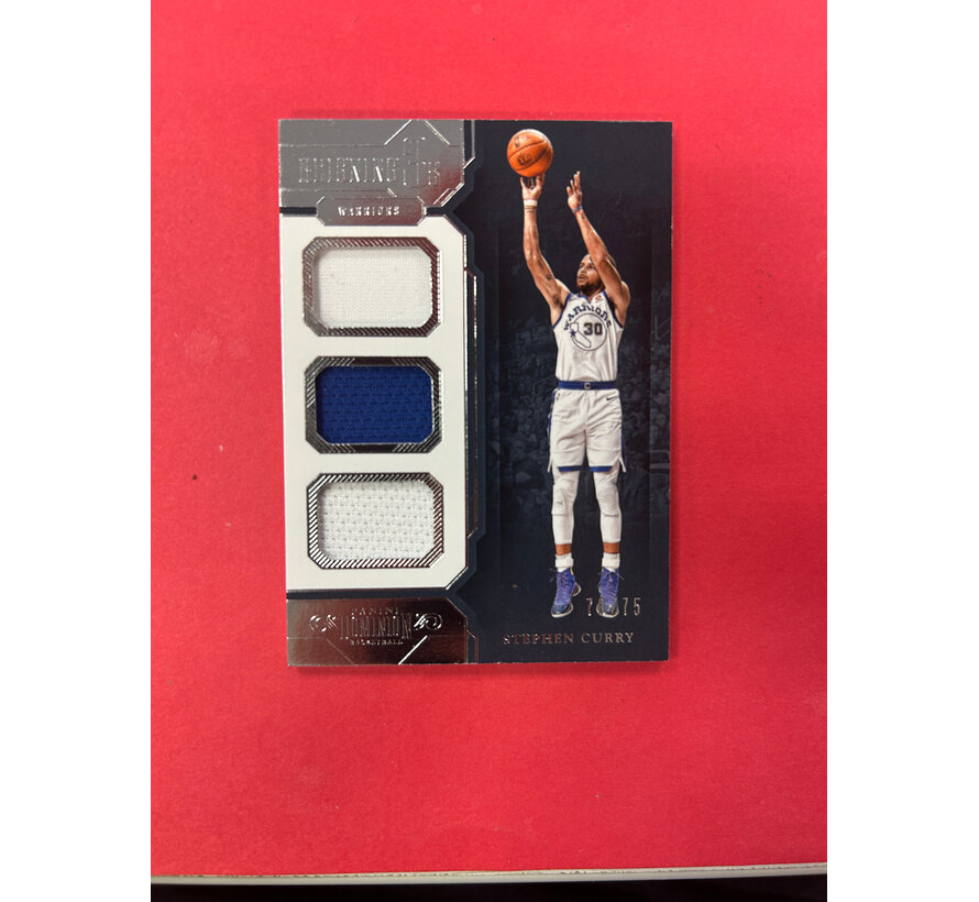 2018-19 PANINI DOMINION STEPHEN CURRY REIGNING 3'S TRIPLE JERSEY /75