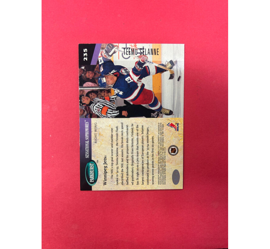 1993 PINNACLE HOCKEY TEEMU SELANNE AUTOGRAPHED