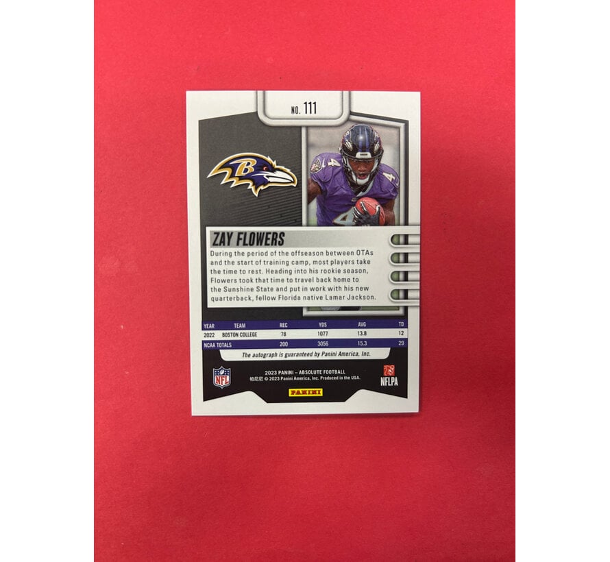 2023 PANINI ABSOLUTE ZAY FLOWERS ROOKIE AUTOGRAPH