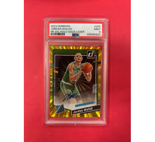 PANINI 2023 DONRUSS JORDAN WALSH RATED ROOKIE HOLO GOLD LASER /10 PSA GRADED 9