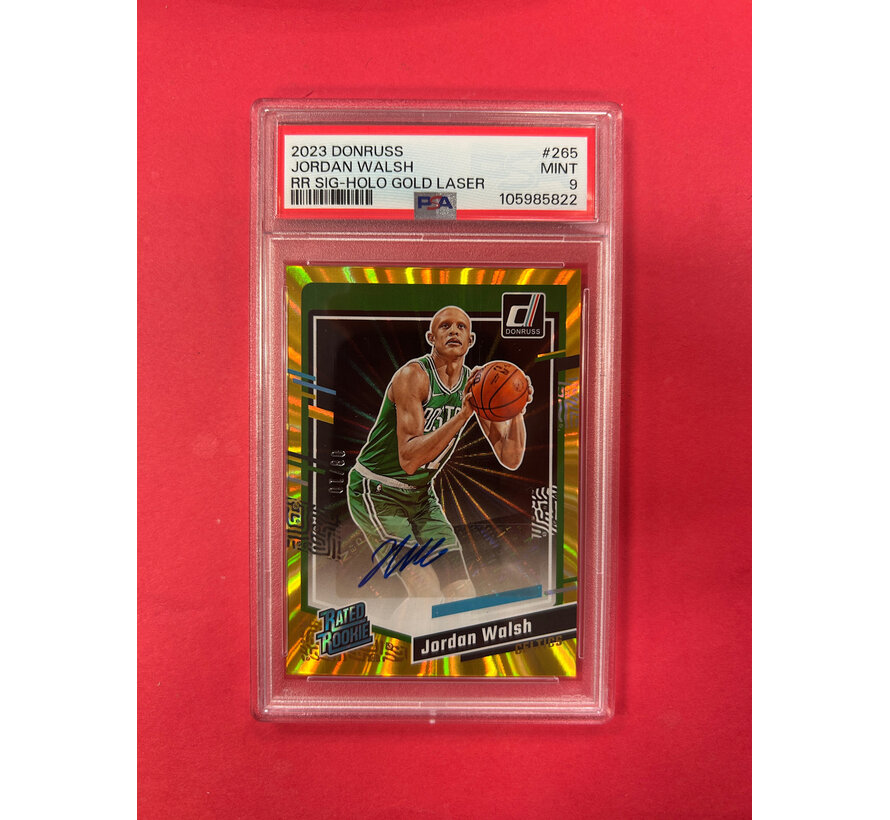 2023 DONRUSS JORDAN WALSH RATED ROOKIE HOLO GOLD LASER /10 PSA GRADED 9
