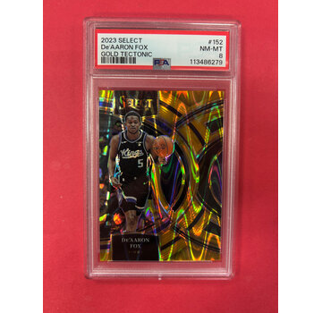 PANINI 2023-24 PANINI SELECT DE'AARON FOX GOLD TECTONIC /10 PSA GRADED 8