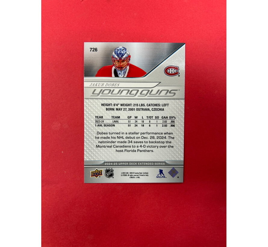 2024-25 UPPER DECK EXTENDED JAKUB DOBES YOUNG GUNS