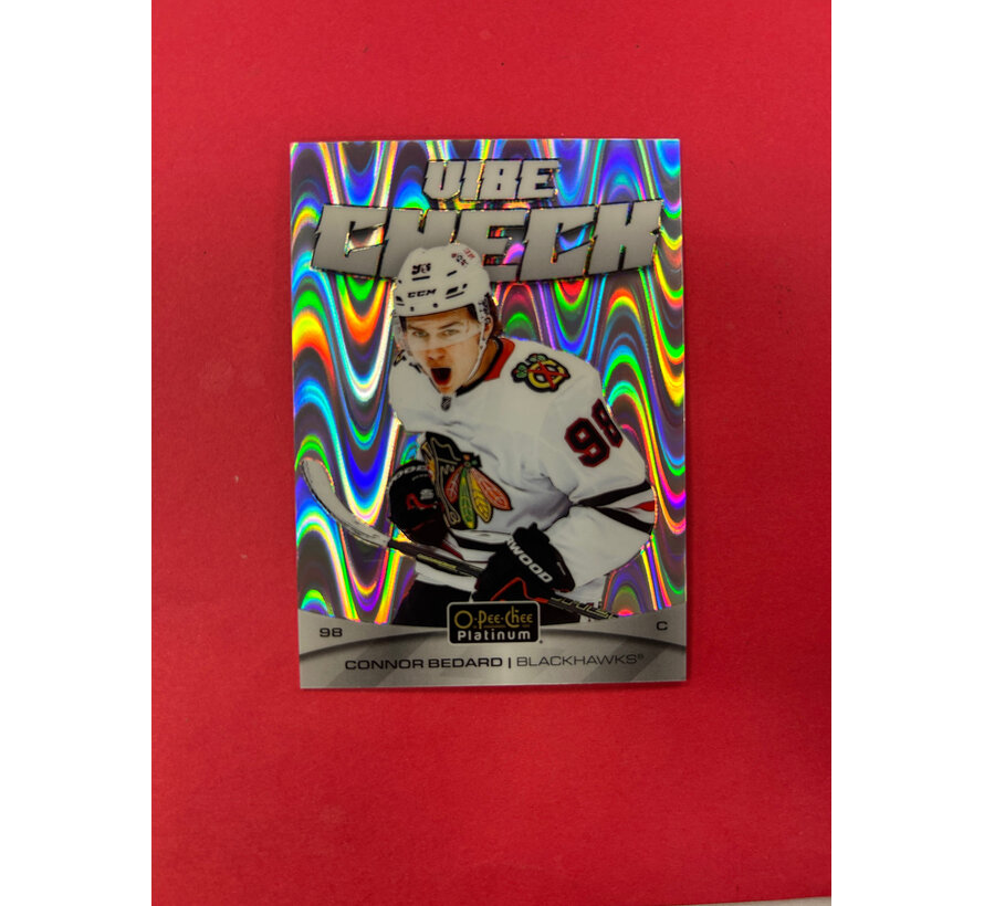 2025-26 OPC PLATINUM CONNOR BEDARD VIBE CHECK RAVE /85