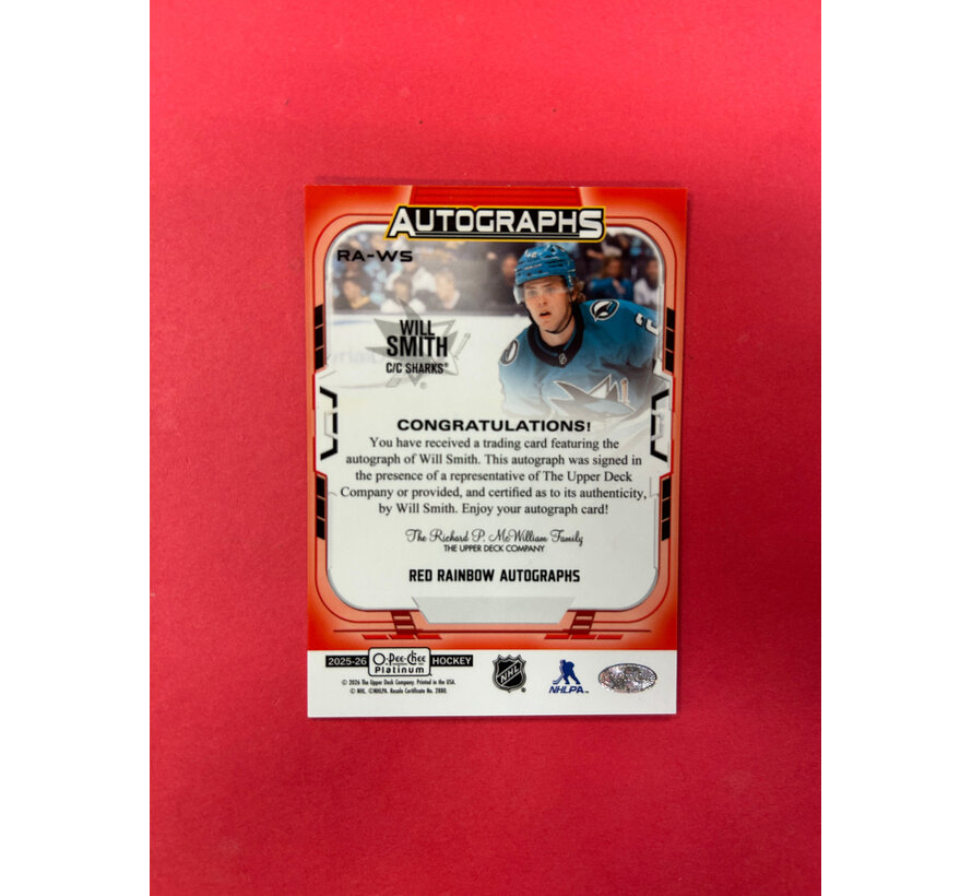 2025-26 OPC PLATINUM WILL SMITH RED RAINBOW AUTOGRAPH