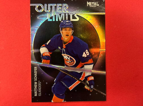 UPPER DECK 2025-26 METAL UNIVERSE MATTHEW SCHAEFER OUTER LIMITS ROOKIE