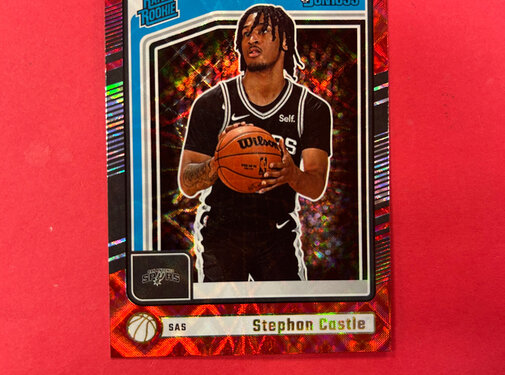 PANINI 202-25 DONRUSS BASKETBALL STEPHON CASTLE RED SPARKLE INTERNATIONAL RATED ROOKIE