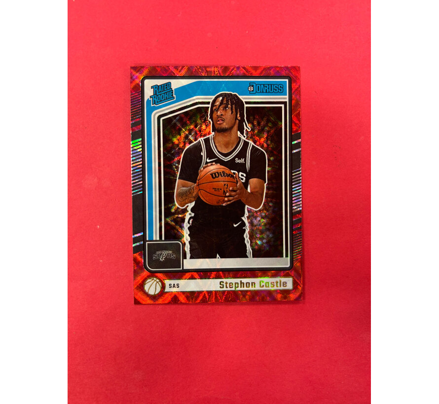202-25 DONRUSS BASKETBALL STEPHON CASTLE RED SPARKLE INTERNATIONAL RATED ROOKIE