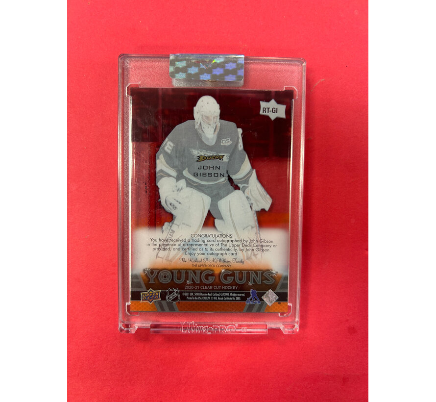 2020-21 UPPER DECK CLEAR CUT JOHN GIBSON YOUNG GUNS AUTOGRAPH TRIBUTE