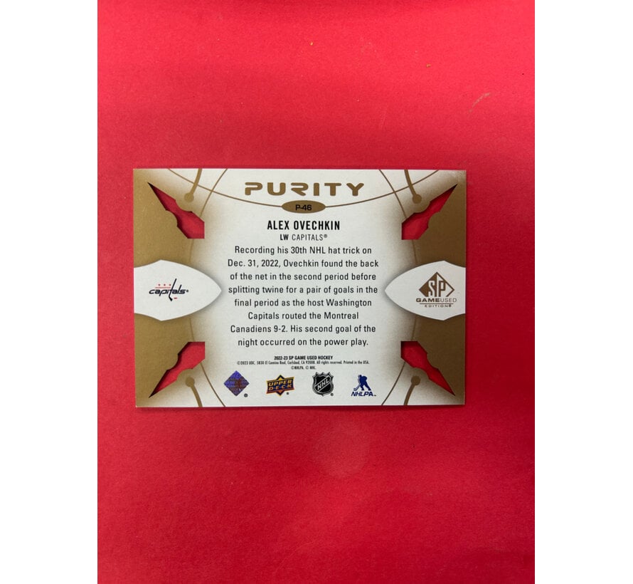 2022-23 UPPER DECK SP GAME USED ALEX OVECHKIN PURITY GOLD /25