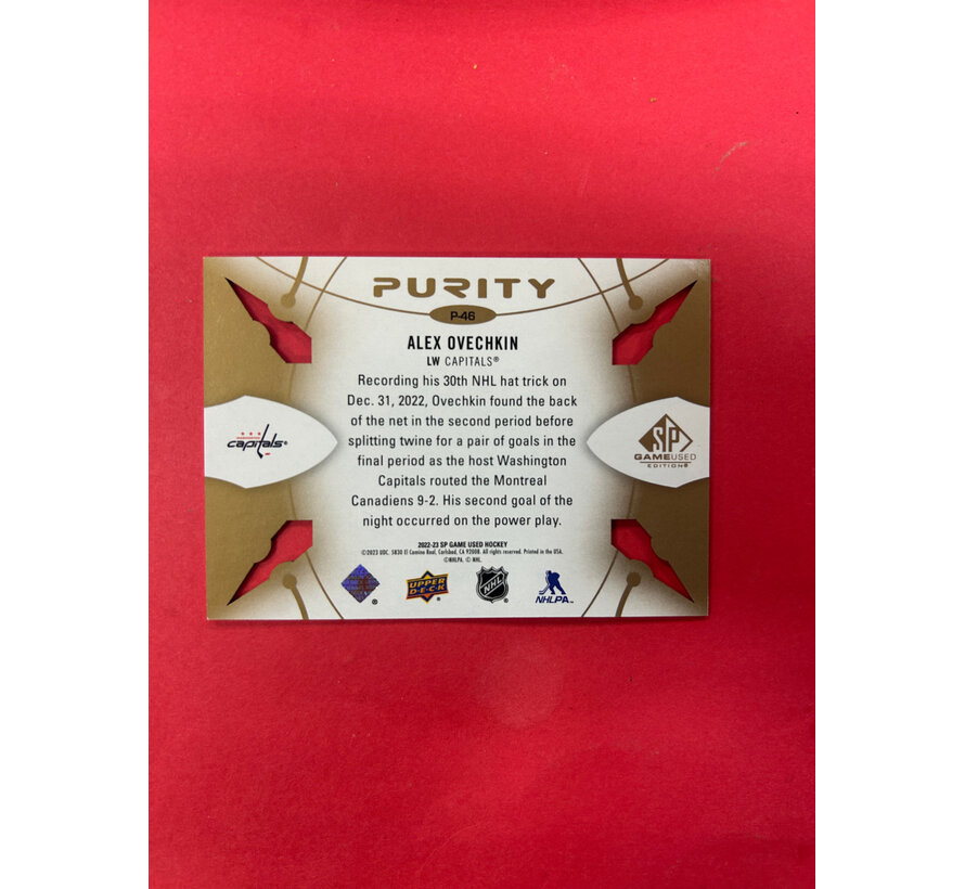 2022-23 UPPER DECK SP GAME USED ALEX OVECHKIN PURITY GOLD /25