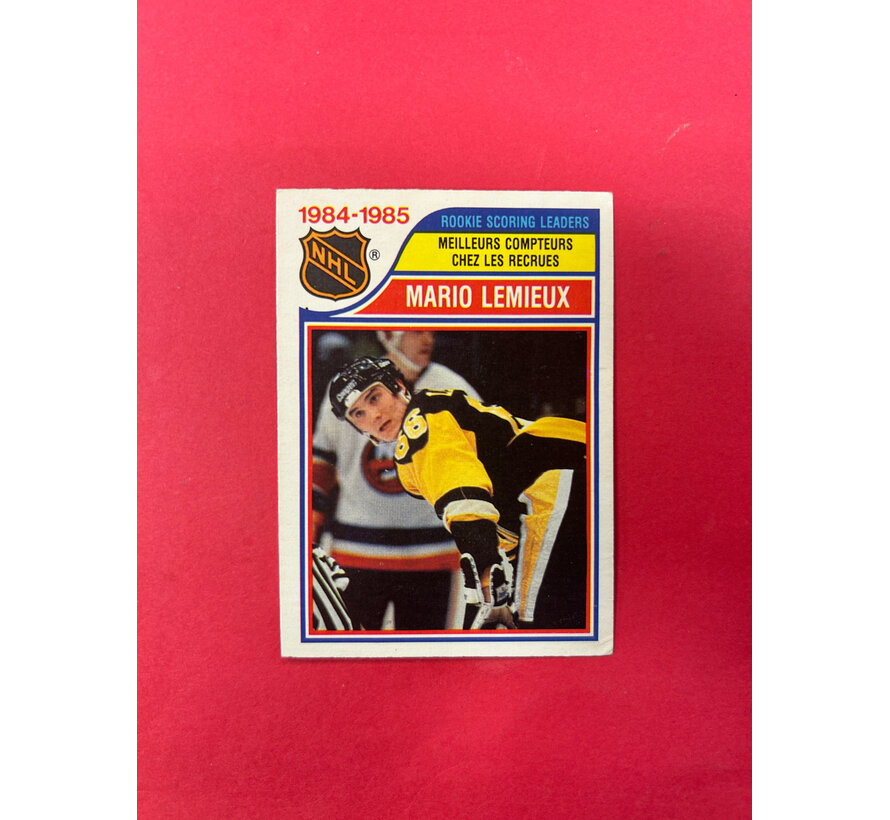 1985-86 OPC MARIO LEMIEUX ROOKIE SCORING LEADERS