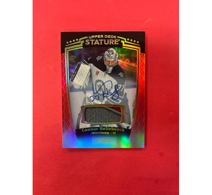 2024-25 UPPER DECK STATURE CONNOR HELLEBUYCK RED PATCH AUTO /25