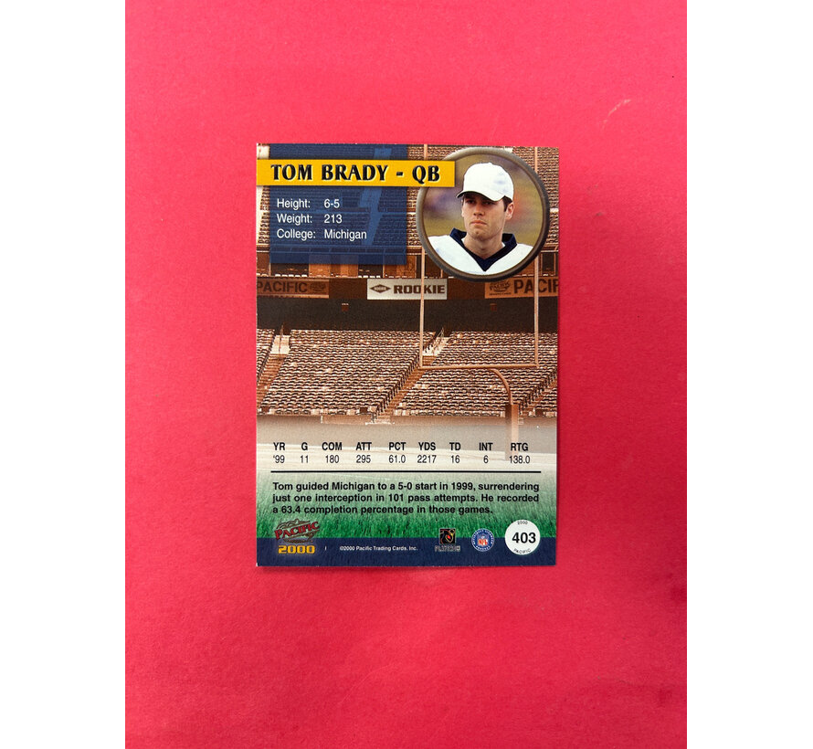 2000 PACIFIC FOOTBALL TOM BRADY RC #403