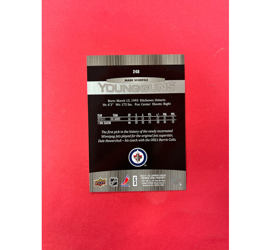 2011-12 UPPER DECK SERIES 1 YOUNG GUNS MARK SCHEIFELE #248