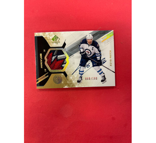 UPPER DECK 2013-14 SP AUTHENTIC AUTO PATCH ANDREW LADD /100 #19 WING PATCH