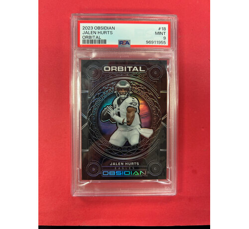PANINI 2023 PANINI OBSIDIAN FOOTBALL JALEN HURTS ORBITAL PSA 9 #18
