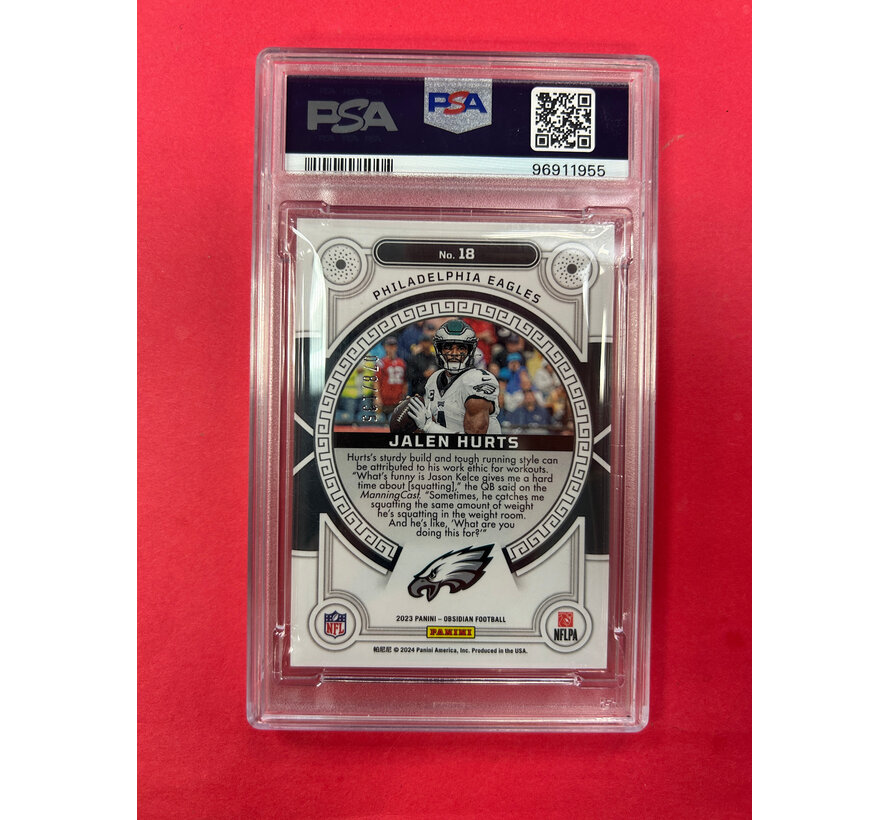 2023 PANINI OBSIDIAN FOOTBALL JALEN HURTS ORBITAL PSA 9 #18
