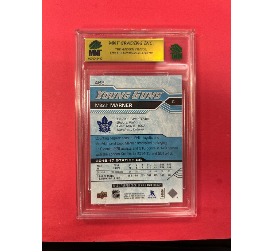 2016-17 UPPER DECK SERIES 2 MITCH MARNER YOUNG GUNS MNT GRADED 9