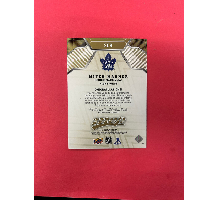 2019-20 UPPER DECK MVP MITCH MARNER GOLD SIGNATURES SSP