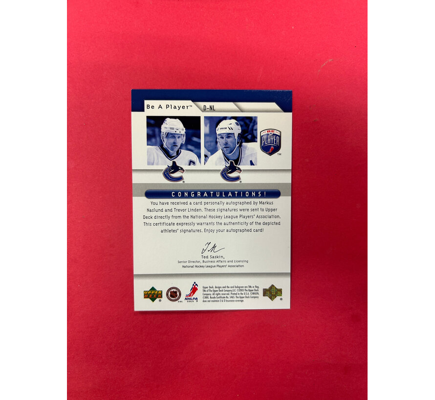 2005-06 BE A PLAYER NASLUND/ LINDEN DUAL AUTOGRAPHS