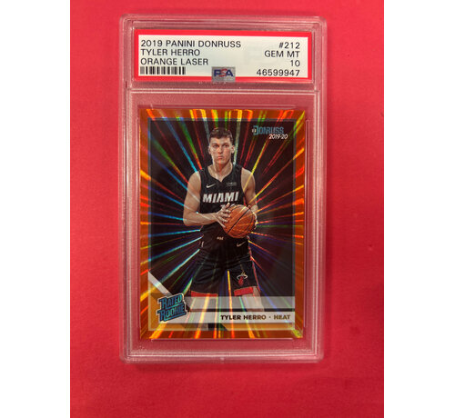 PANINI 2019 PANINI DONRUSS TYLER HERRO ORANGE LASER RATED ROOKIE PSA GRADED 10