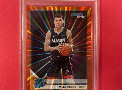 PANINI 2019 PANINI DONRUSS TYLER HERRO ORANGE LASER RATED ROOKIE PSA GRADED 10
