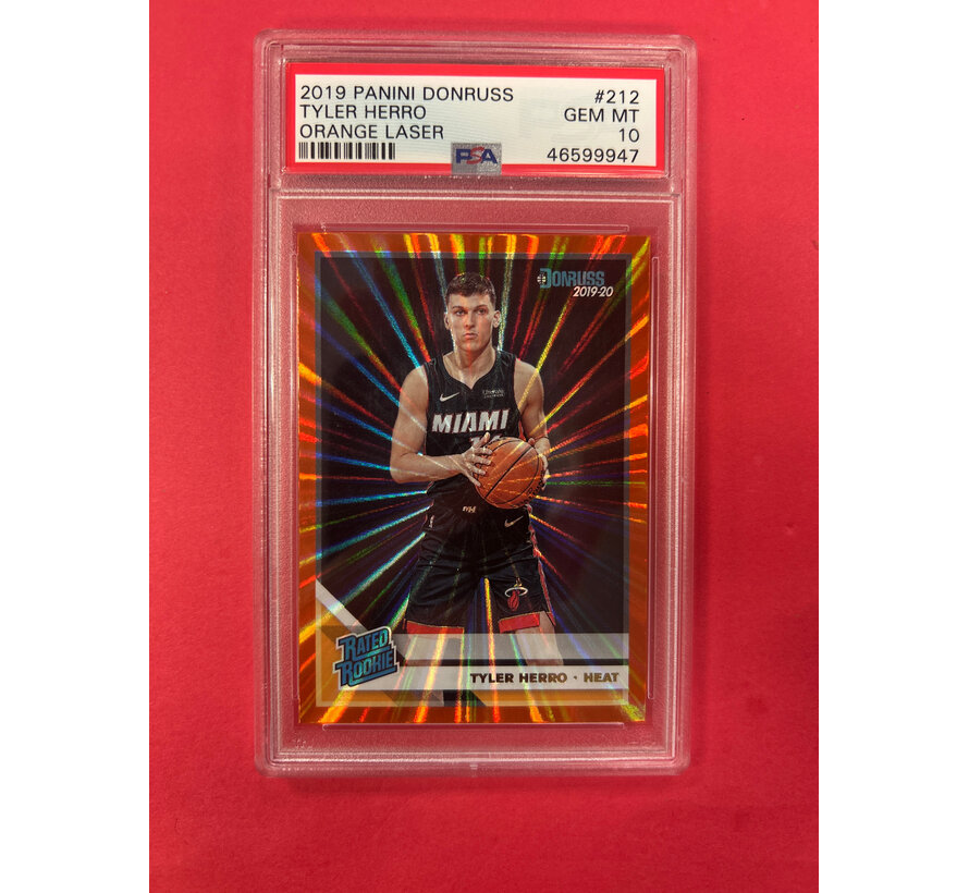 2019 PANINI DONRUSS TYLER HERRO ORANGE LASER RATED ROOKIE PSA GRADED 10