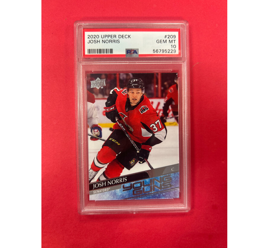 2020 UPPER DECK JOSH NORRIS YOUNG GUNS PSA GRADED 10