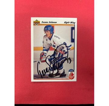 UPPER DECK 1991 UPPER DECK TEEMU SELANNE AUTOGRAPHED WITH NUMBER #13
