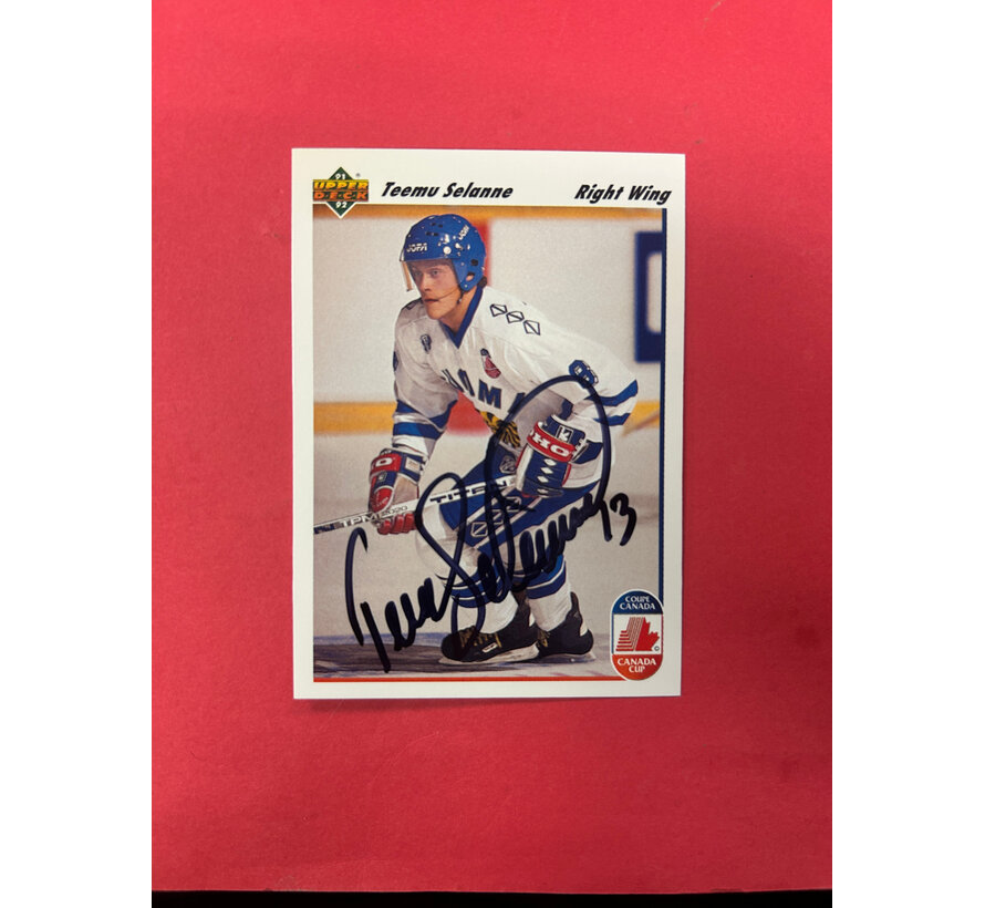 1991 UPPER DECK TEEMU SELANNE AUTOGRAPHED WITH NUMBER #13