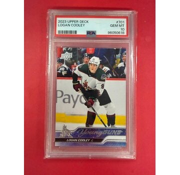 UPPER DECK 2023-24 UPPER DECK EXTENDED SERIES YOUNG GUNS LOGAN COOLEY #701 PSA 10