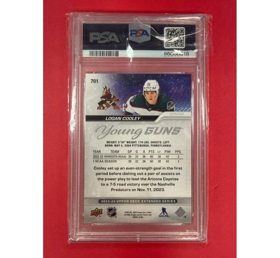 2023-24 UPPER DECK EXTENDED SERIES YOUNG GUNS LOGAN COOLEY #701 PSA 10