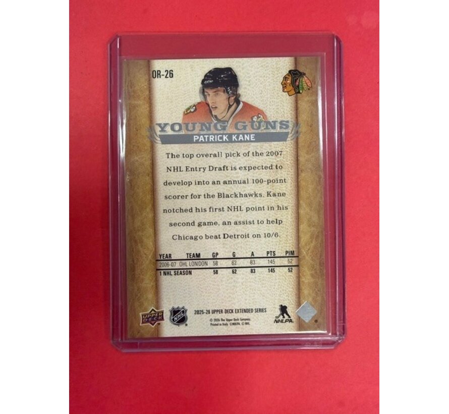 2025-26 UPPER DECK EXTENDED SERIES RETRO OUTBURST YOUNG GUNS PATRICK KANE #OR-26