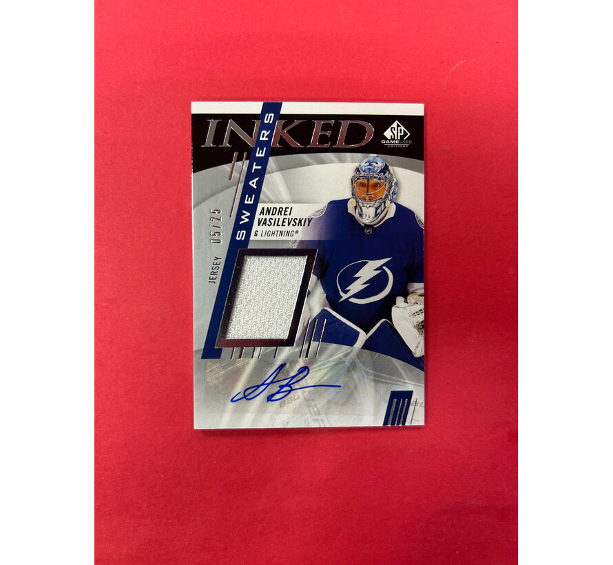 2020-21 SP GAME USED ANDREI VASILEVSKIY INKED SWEATERS /25
