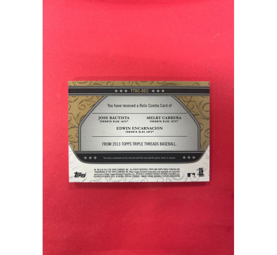 2013 TOPPS TRIPLE THREADS BAUTISTA/ENCARNACION/CABRERA  TRIPLE PATCH /9