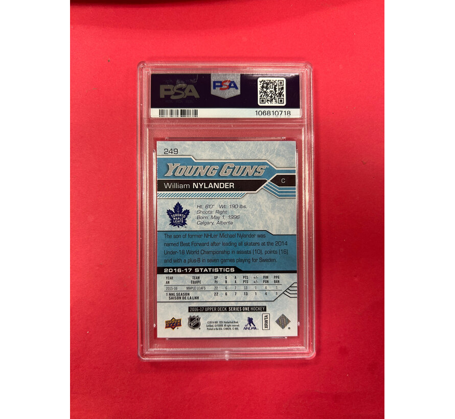 2016 UPPER DECK WILLIAM NYLANDER YOUNG GUNS PSA GRADED 10
